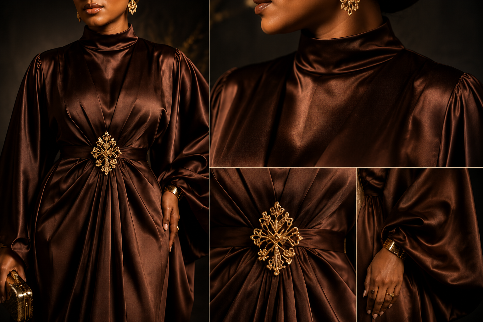 Elira Bubu luxury dress fabric texture and detailed sleeve design