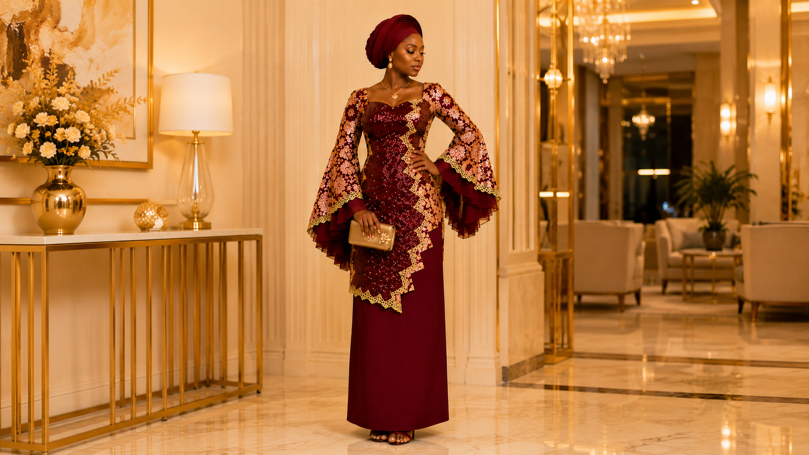 Luxury African women's skirt and blouse design for weddings
